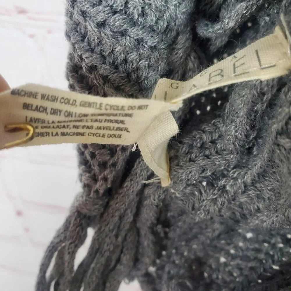 NEW QUAGGA GREEN LABEL Womens Recycled Polyester Infinity Scarf Gray Fringe